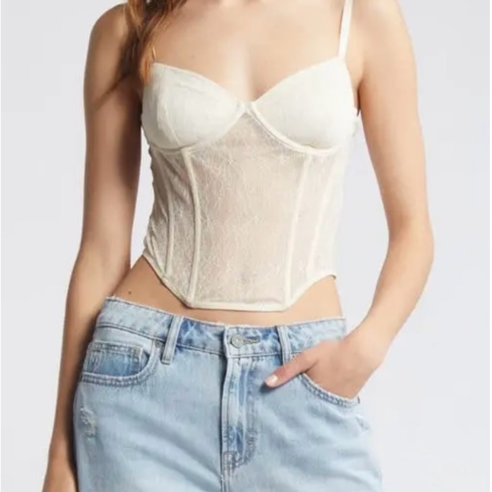 Nordstrom Open Edit Ivory Cream Corset Style Camisole L